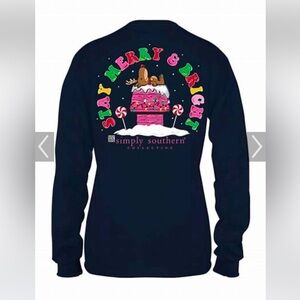 Simply Southern Med navy long sleeve crewneck Stay Merry&Bright Christmas tshirt